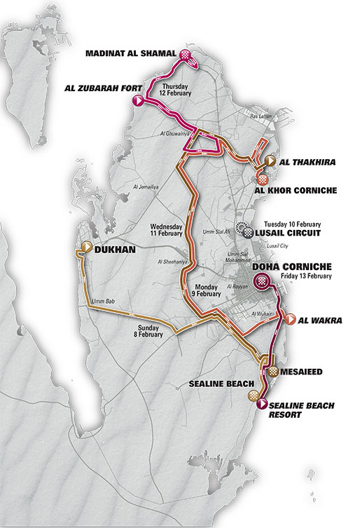 2015 Tour of Qatar map